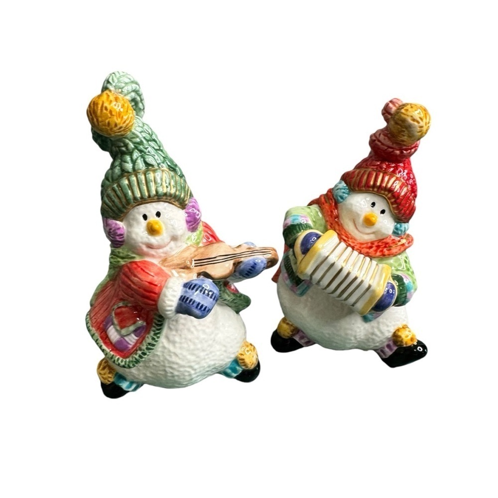 Fitz & Floyd Holiday Jamboree Snowman Salt & Pepper Shakers Christmas